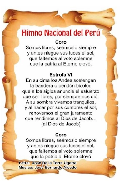 himno nacional del Perú imagen